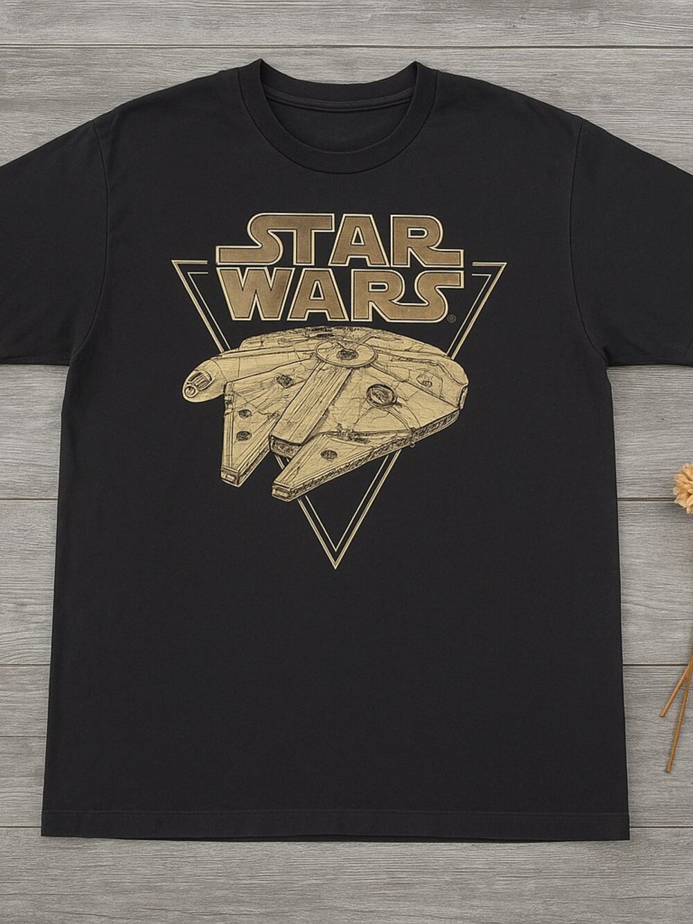 Star Wars Millennium Falcon Graphic T-Shirt Black Sci-Fi Tee